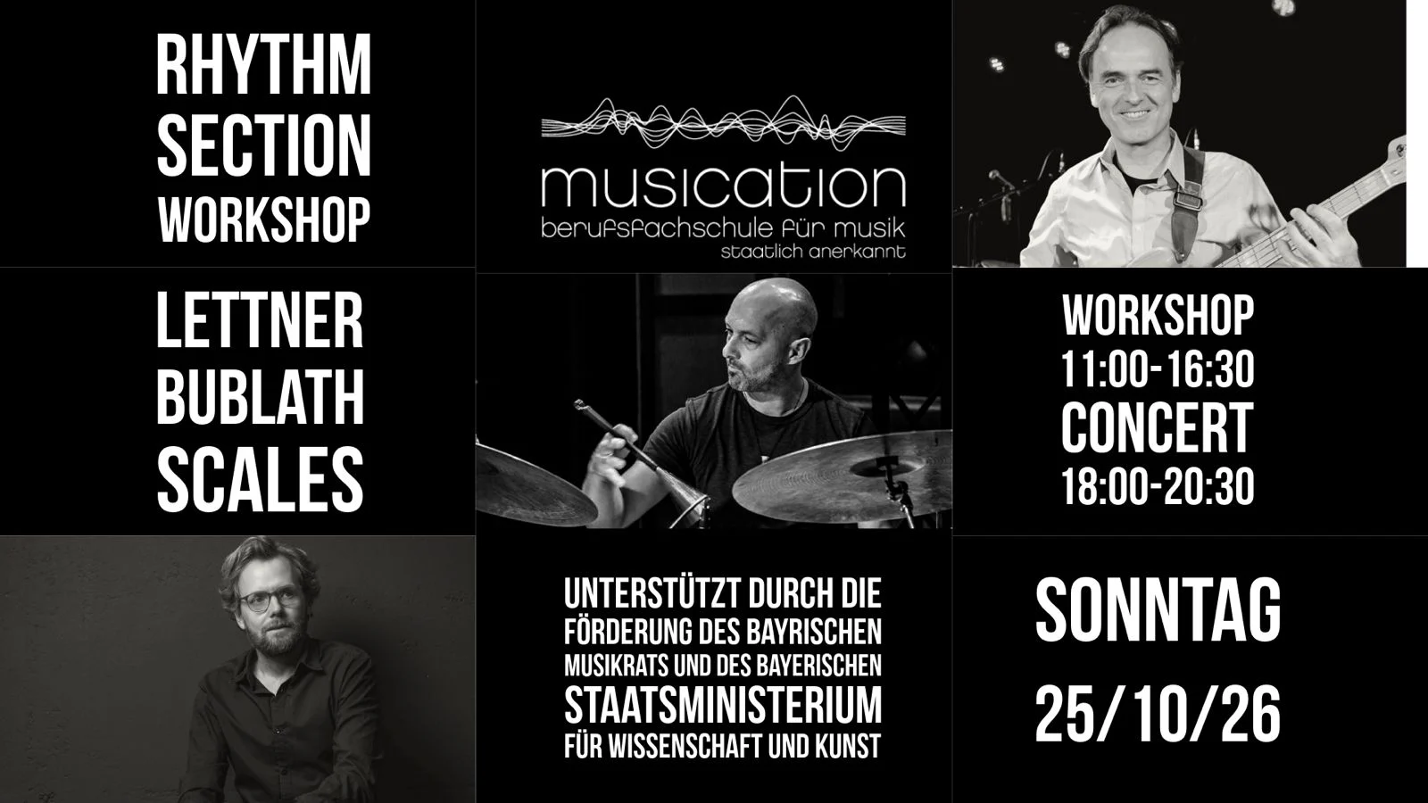 JAZZ-WORKSHOP & KONZERT mit Matthias Bublath, Prof. Christian Lettner & Patrick Scales